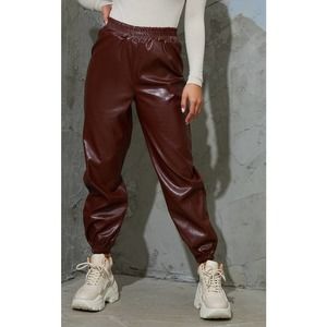 Prettylittlething | PLT Petite Chocolate Mock Croc PU Joggers sz 10 NWT $42
